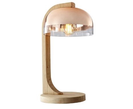 L253 Cocoon Table Lamp Pu And Nibbed Oak & Copper 39 X 35 X 68cm  RRP  £670