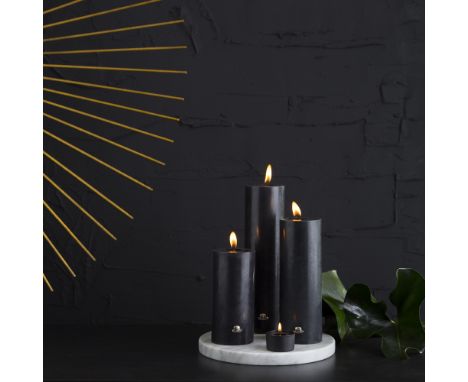 { Option of lots:  354, 355 } } } } 6 X Pillar Candle Small (15cm) With Leather Scent Matt Black 15 X 7 X 7cm  Handcrafted In