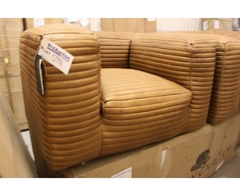 { Option of lots:  598, 599 } } } Rebecca 1 Seater Sofa Caramel Leather 120 X 100 X 65cm Celebrating A Contemporary Aesthetic