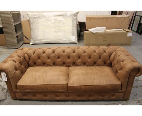 Belgravia Sofa  3 Seater Chesterfield Camel Leather 230 x 90  x 75cm RRP £3950