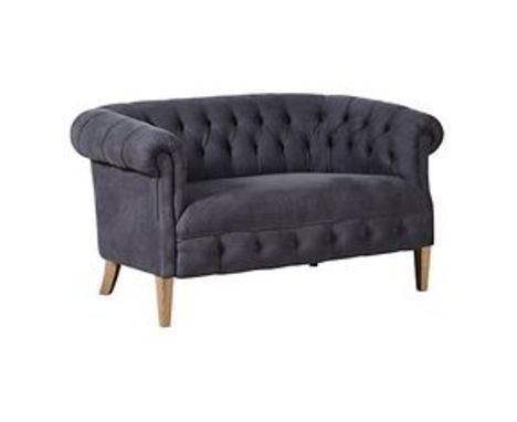 Grace Tufted Tub Sofa 2 Seater Gloss Grey &amp; Weathered Oak RRP £1600