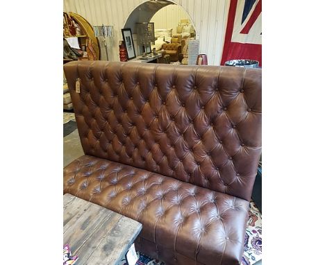 Cambridge Sofa Bench Antique Whisky Leather Upholstered High Back Tufted 170 X 137 X 70cm RRP  £999