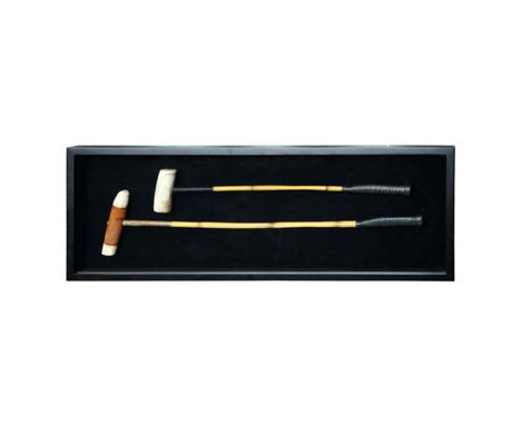 Polo Sticks Shadow Box 122 X 7 X 44cm  Exact Replicas Of Vintage Curiosities Mounted On Black Velvet Showcased In Shadow Box 