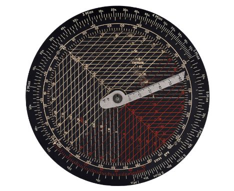 Britischer Wind- und Navigationsrechner MK. II, um 1940Doppelseitige Rechenscheibe der Royal Air Force aus dem Zweiten Weltkr