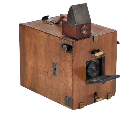 Kosmos-Detektivkamera, 1892J.F. Schippang, Berlin. Für 9 x 12 cm, Frontplatte abnehmbar, Fokussierung über unteres Schraubgew