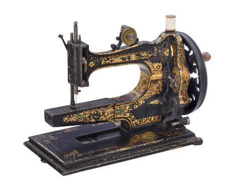 Freiarm-Nähmaschine von "Arm &amp; Platform", um 1874Ward, London. Niedrige Serien-Nr.15916, hochklappbarer Nähtisch, Gußeise