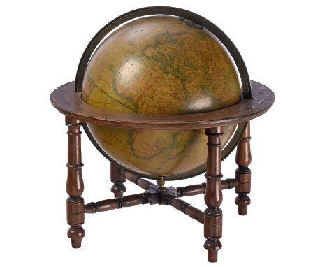 30cm-Tischglobus von James Wyld, 1851Globus mit 12 lithographierten Segmenten, bedruckt "Wyld's Globe of the Earth with the L