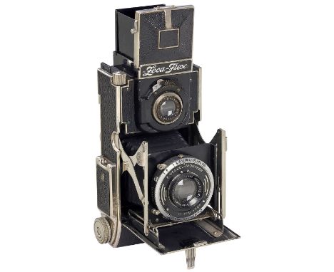 Seltene Zeca-Flex mit Xenar 3,5, 1937Paul Zeh, Dresden. Ausgefallene und seltene TLR-Spreizenkamera 6 x 6 cm, Xenar 3,5/7,5 c