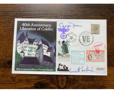 WW2 POWS George Drew And Ken Lockwood Signed 40th Anniversary Liberation Of Colditz Cover. Good condition. All autographs com