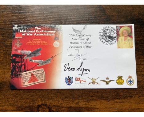 WW2 heroes Ian Fraser, Earl Haig POW Colditz and Vera Lynn signed nice 2000, Ex Prisoner of War 55th ann cover. Good conditio