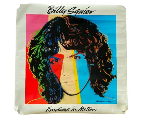 Andy Warhol signed Billy Squier Emotions in Motion poster. Good condition. All autographs come with a Certificate of Authenti