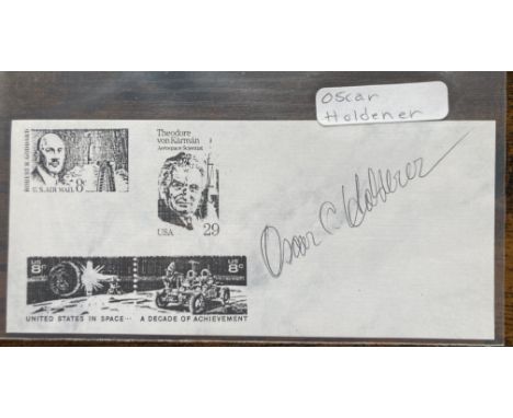 WW2 Von Braun Rocket Scientist Oscar Holderer signed page Op Paperclip. Approx 5 x 3 inch piece hand signed.  During World Wa