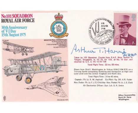 RAF35c 30th Anniversary of VJ Day signed MRAF Arthur ( Bomber ) Harris. 15 Aug 75 BFPS 1492 30th Anniversary of VJ Day Specia