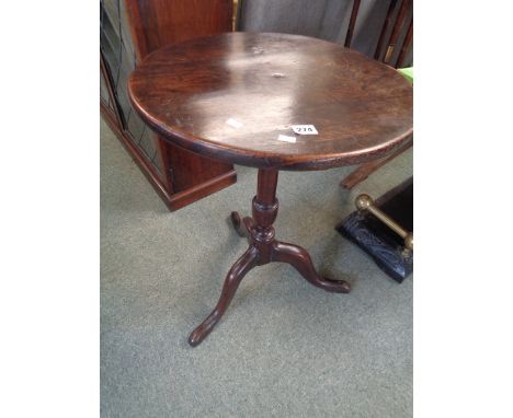 Georgian Oak circular wine table on turned stem supported by Tripod base, 67cm, Condition - Old Damage to leg 