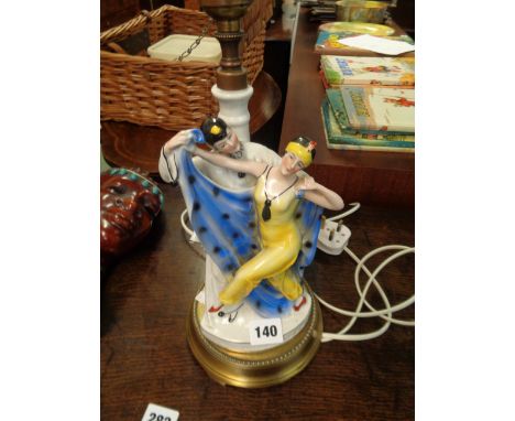 German Grahn Art Deco Table Lamp depicting a dancing pierrot, Height 38cm