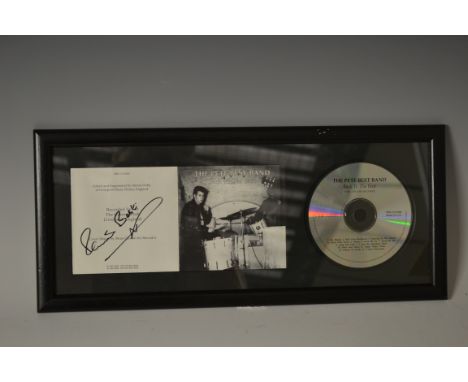 Pete Best - The Pete Best Band autographed CD montage, Back to the Beat, signed, dated 1995, framed, 20cm x 46cm overall