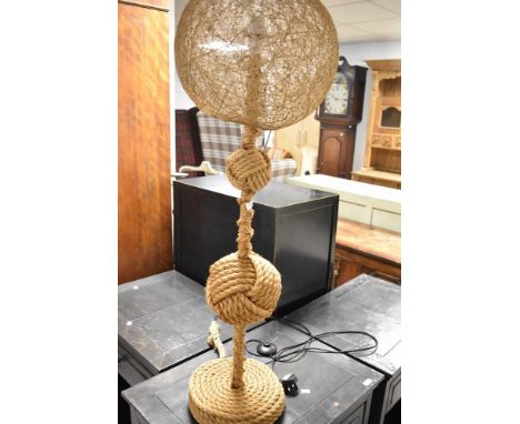 An interesting rope work floor lamp, height approx. 110cm