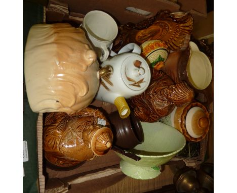 Box of decorative ceramics inc Falcon Ware jug, Royal Worcester Wild Harvest coffee pot etc