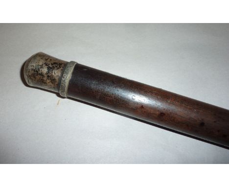 Rosewood swagger stick with white metal top