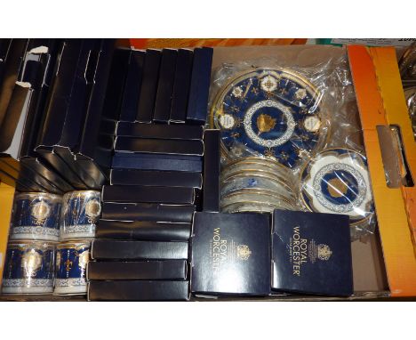 Large selection of boxed Royal Worcester royal commemorative ceramics