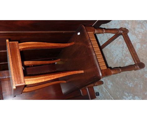 Ercol style table and inlaid sewing box