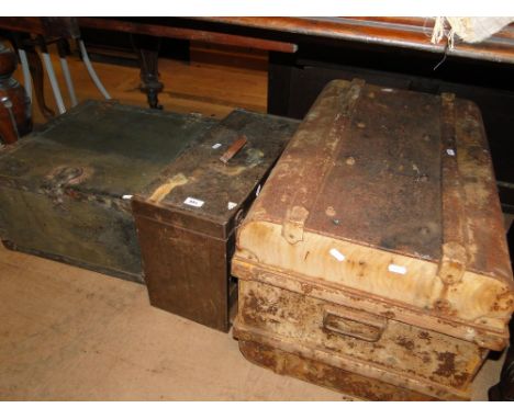 Steelbound tool chest, tin trunk & engineers cabinet (3)