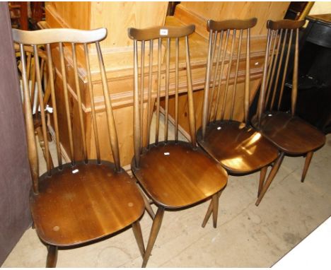 Set of 4 Ercol stickback chairs