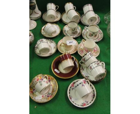 Collection of Vintage coffee cans and saucers including Spode and Tuscan china.