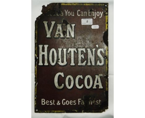 Antique enamelled sign advertising Van Houten's Cocoa.