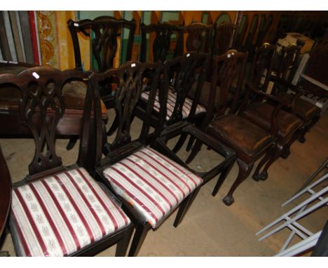 2 Sets of 5 mahogany Chippendale design chairs