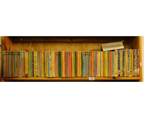 Shelf of vintage Ladybird books, etc