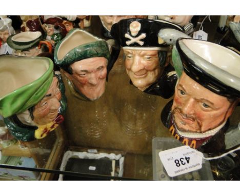 6 Royal Doulton Character jugs including Henry VIII and Capt. Henry Morgan.