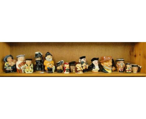 A shelf of Character jugs including Shorter's.