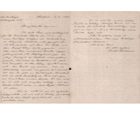 Spielmann, Rudolf. Eigenhändig geschriebener Brief von Spielmann in deutscher Sprache, Stockholm vom 19. II. 1940 und signier