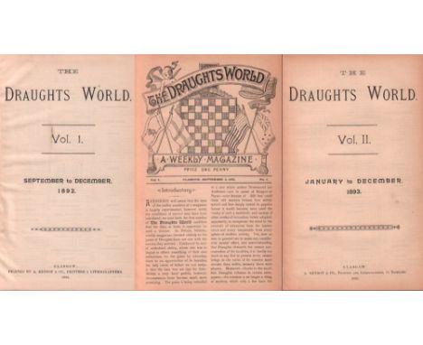 Damespiel – Draughts - Checkers. The Draughts World. Glasgow, Bryson, 1892 - 1893. 8°. Mit vielen Diagrammen. IV, IV, 336 Sei