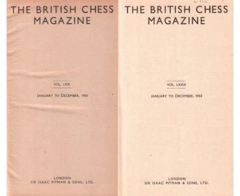 The British Chess Magazine. 70. Jahrgang 1950 - 73. Jahrgang 1953. 4 Jahrgänge in 3 Bänden gebunden. London, Pitman, 1950 - 1