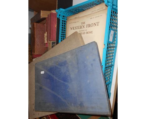 A selection of 'The Western Front' magazines, drawings by Muirhead Bone, Murrays classical atlas and a photo album