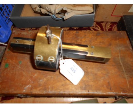 A ornate ebony and brass mounted carpenter's gauge and a box set of tap any die tools