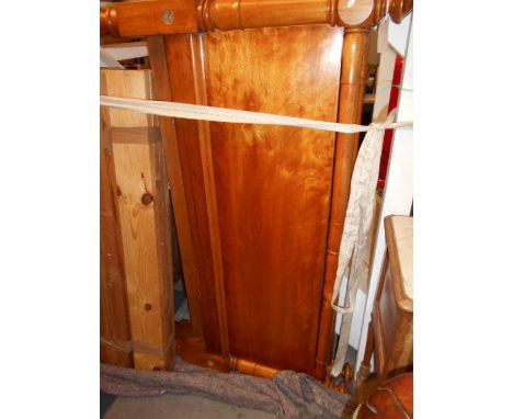 A 19th C satin wood double bed with turned finial's and baluster turned supports 