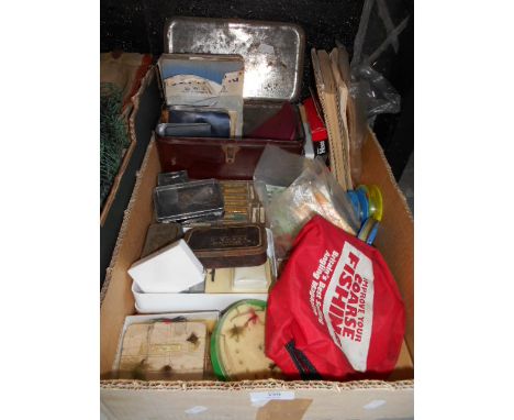 A collection of vintage fishing flies, rigs, spinners, ephemera lines, floats etc