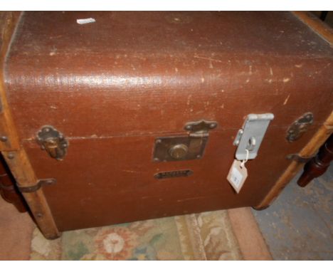 A vintage hat box with makers label Barkers, Kensington London