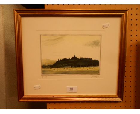 JOHN DOYLE (current) framed limited edition print of a silhouette of Rye's skyline, titled, signed and numbered 16 of 50 belo