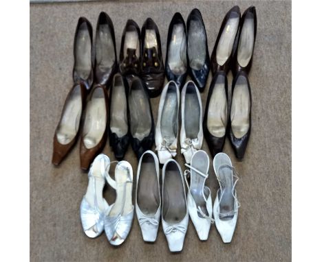 Ten pairs of vintage Charles Jourdan, Paris, leather shoes, mainly size 6, and a pair of silver Dolcis sandals