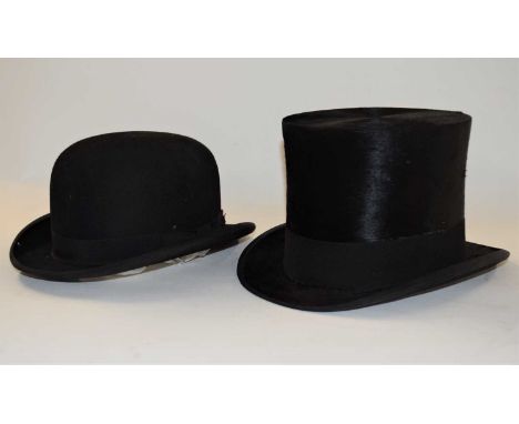 A top hat by Robert Heath, Knightsbridge, in later wooden box, together with a bowler hat by Austin Reed, Regent Street, (2)T