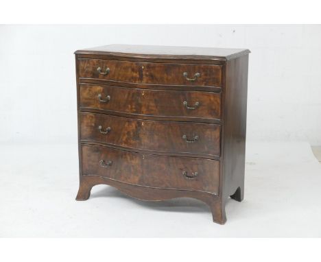 Mahogany serpentine front chest of drawers, in the Georgian style, circa 1910, fitted with four long graduating drawers with 