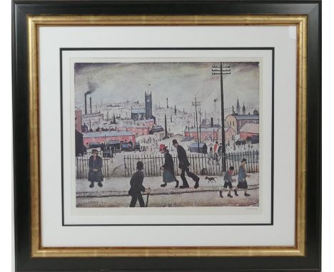 Laurence Stephen Lowry (1887-1976), View of a town, offset lithograph with blind stamp, signed in pencil by the artist, 46cm 