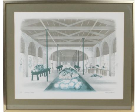 David Gentleman (b. 1930), Charleston Market, lithograph in colours, numbered 53/100, signed  and titled in pencil by the art