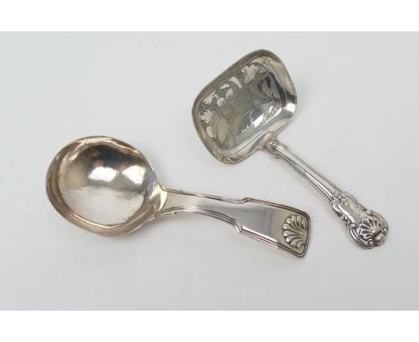 George IV silver caddy spoon by Joseph Taylor, Birmingham 1824, in the Kings Hourglass pattern with rounded rectangular stipp