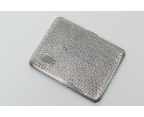 George V silver cigarette case, Birmingham 1921, rectangular form with engine turned decoration and vacant cartouche, 11.5cm 