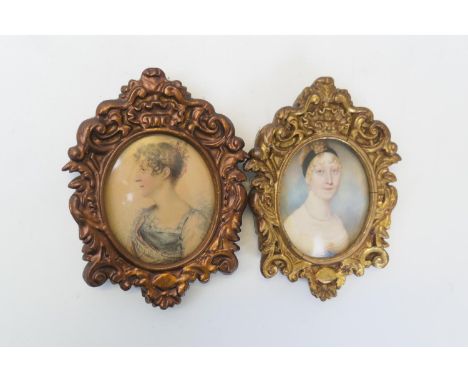 Early 19th Century portrait miniature of Helen Amelia Clarke, circa 1830, quarter length wearing a black band to her hair and